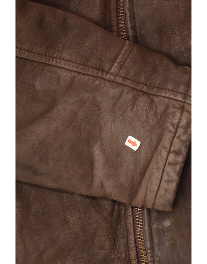 Giacca in pelle vintage da uomo UK 38 in pelle marrone medio