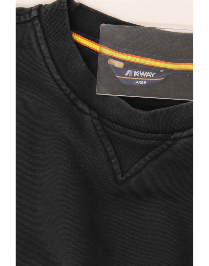 Felpa K-Way Uomo Maglione Large Nero in Cotone