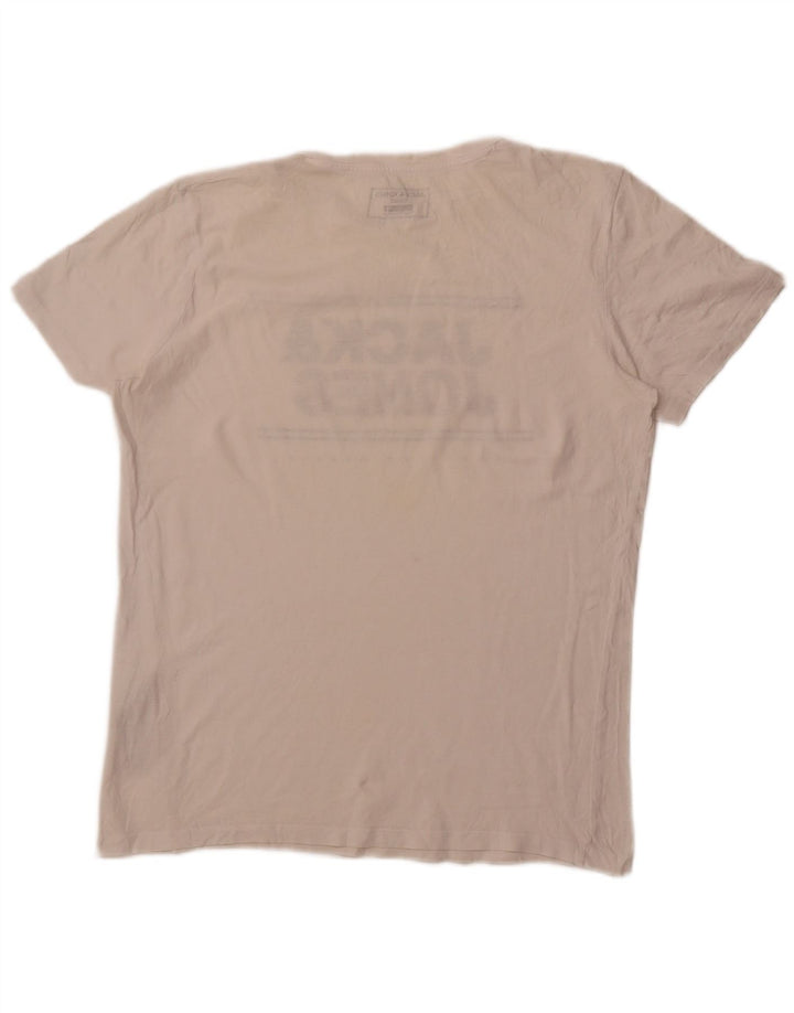 T-shirt grafica da uomo con vestibilità regolare Jack & Jones, cotone bianco sporco medio