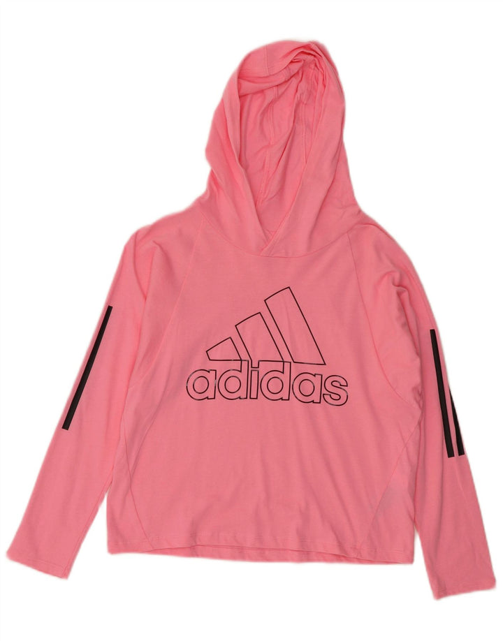 Felpa con cappuccio grafica Loose Fit da donna Adidas UK 10 Small Pink Cotton
