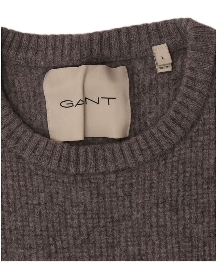 Maglione maglione girocollo da donna Gant UK 16 grande cotone grigio