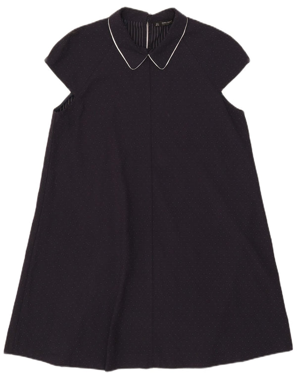 Abito a trapezio da donna Zara UK 14 Grande poliestere maculato blu navy