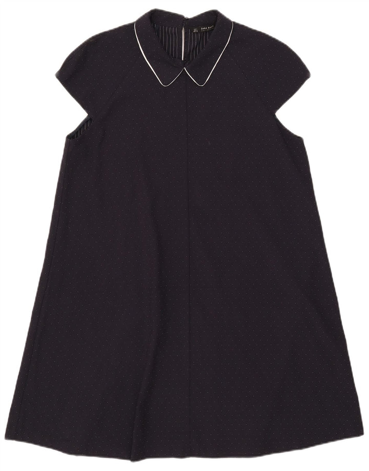 Abito a trapezio da donna Zara UK 14 Grande poliestere maculato blu navy