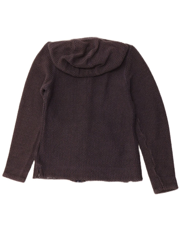 WEIRD FISH Maglione con cappuccio e zip da donna UK 10 Piccolo cotone blu navy