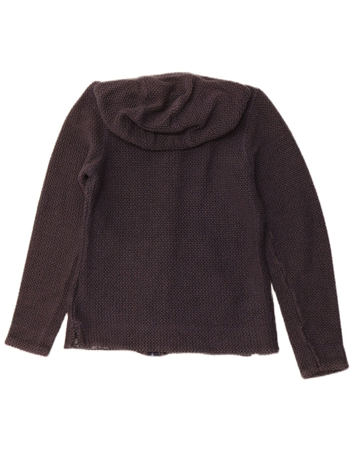 WEIRD FISH Maglione con cappuccio e zip da donna UK 10 Piccolo cotone blu navy