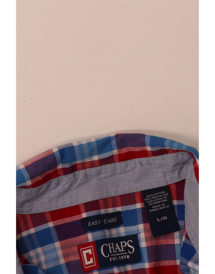 Chaps Camicia a maniche corte da uomo in cotone a quadri rossi grandi