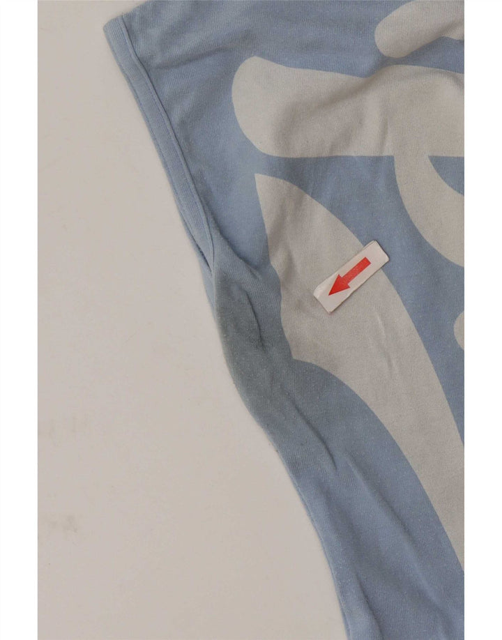 Top Puma da donna con grafica monospalla UK 12 cotone blu medio