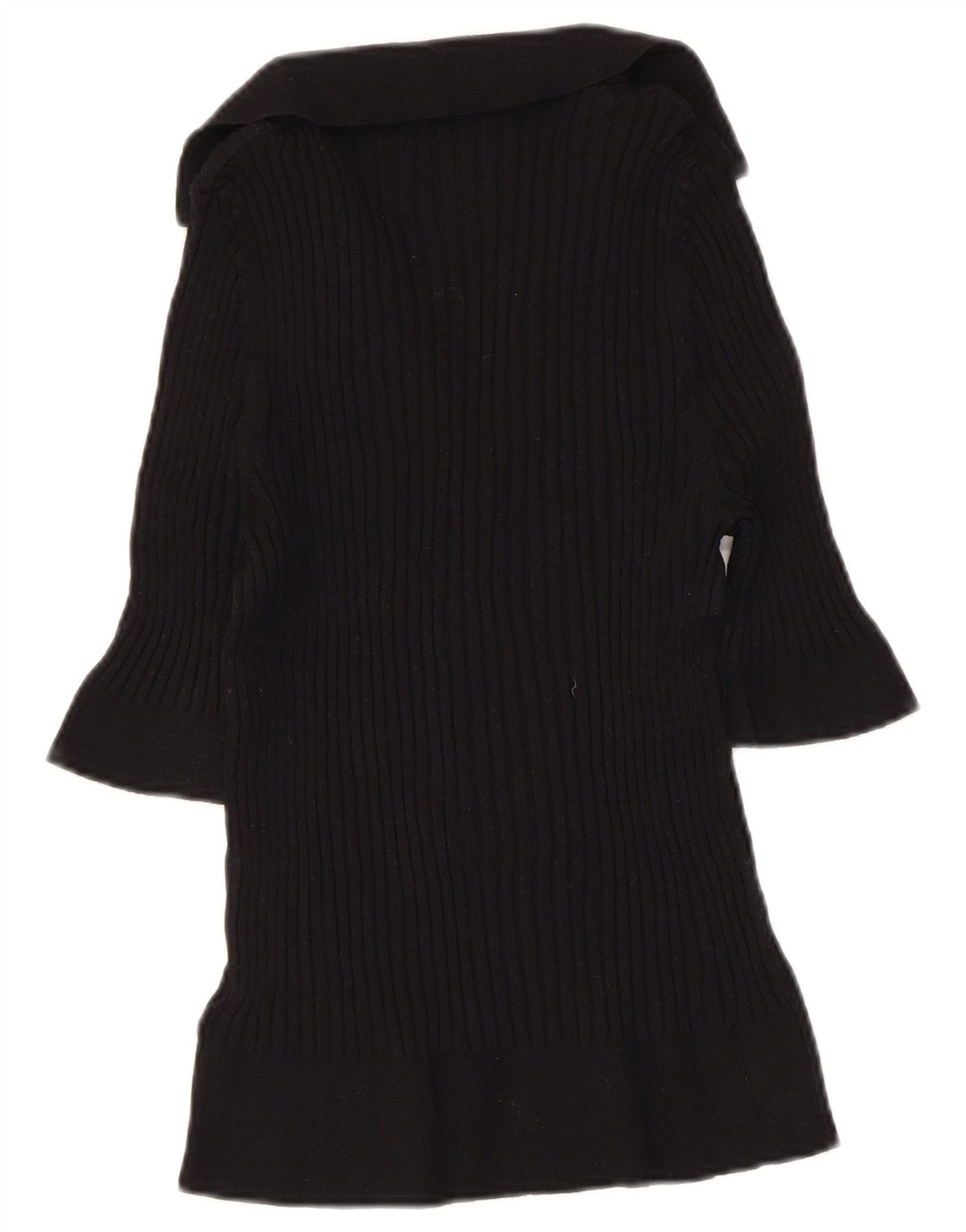 MARKS & SPENCER maglione corto da donna con collo a polo UK 16 grande nero