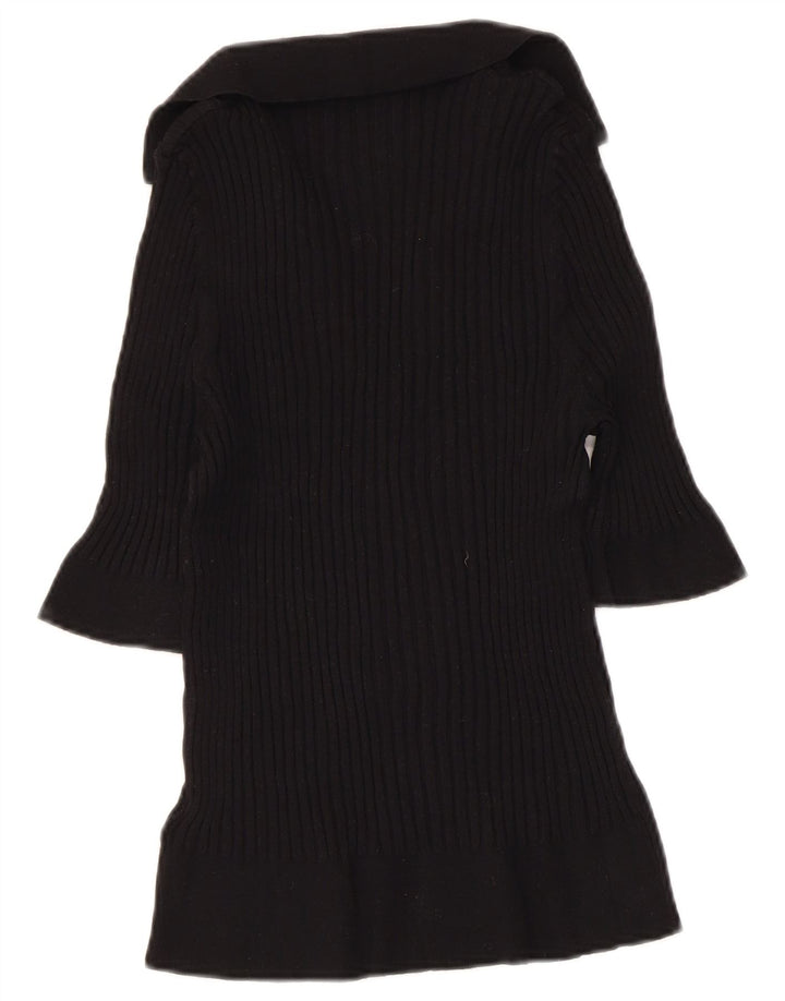 MARKS & SPENCER maglione corto da donna con collo a polo UK 16 grande nero