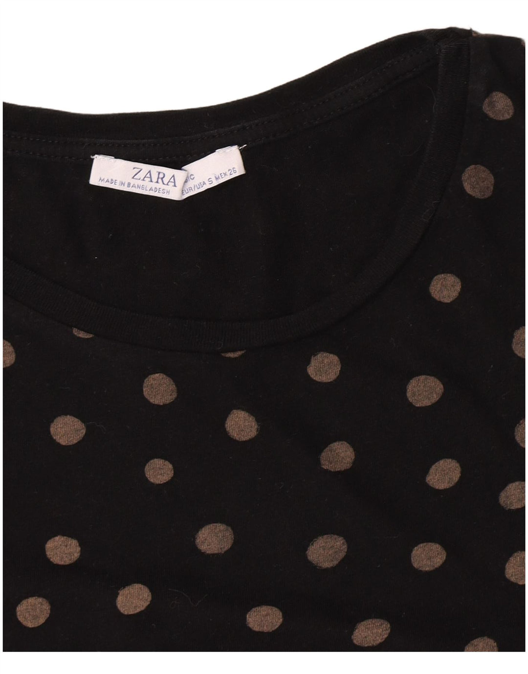 T-shirt Zara da donna Top UK 10 piccolo a pois neri