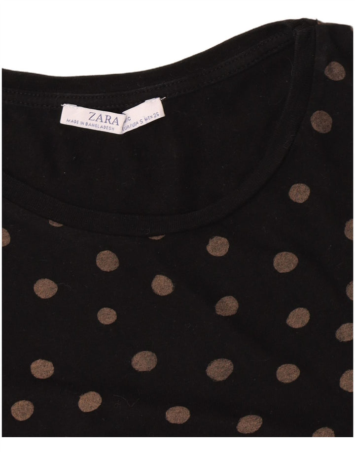 T-shirt Zara da donna Top UK 10 piccolo a pois neri