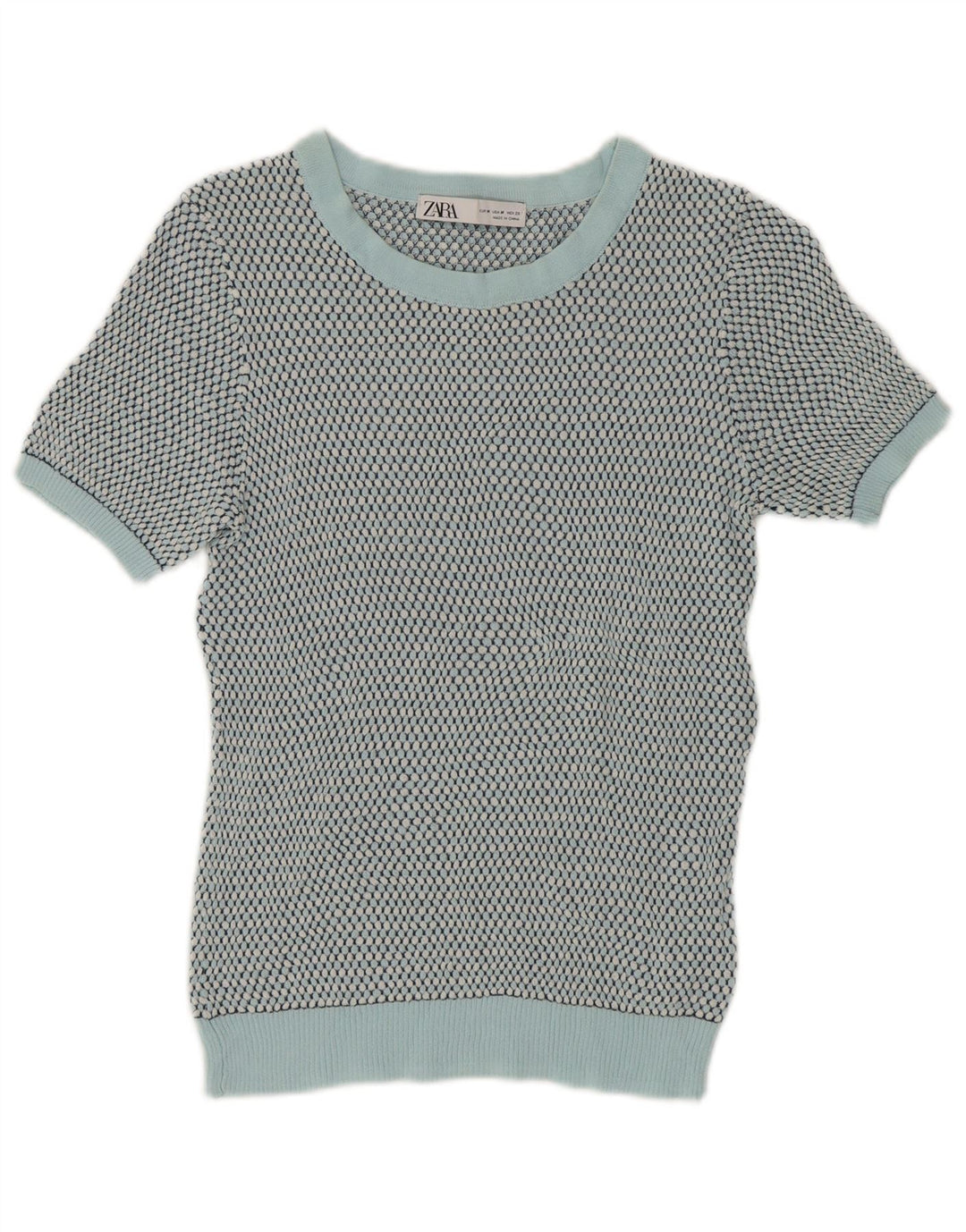 Maglione corto girocollo da donna Zara UK 12 verde medio maculato