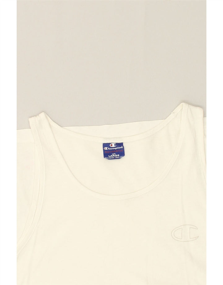 CHAMPION Womens Vest Top UK 14 Large White | Vintage Champion | Thrift | Second-Hand Champion | Used Clothing | Messina Hembry 