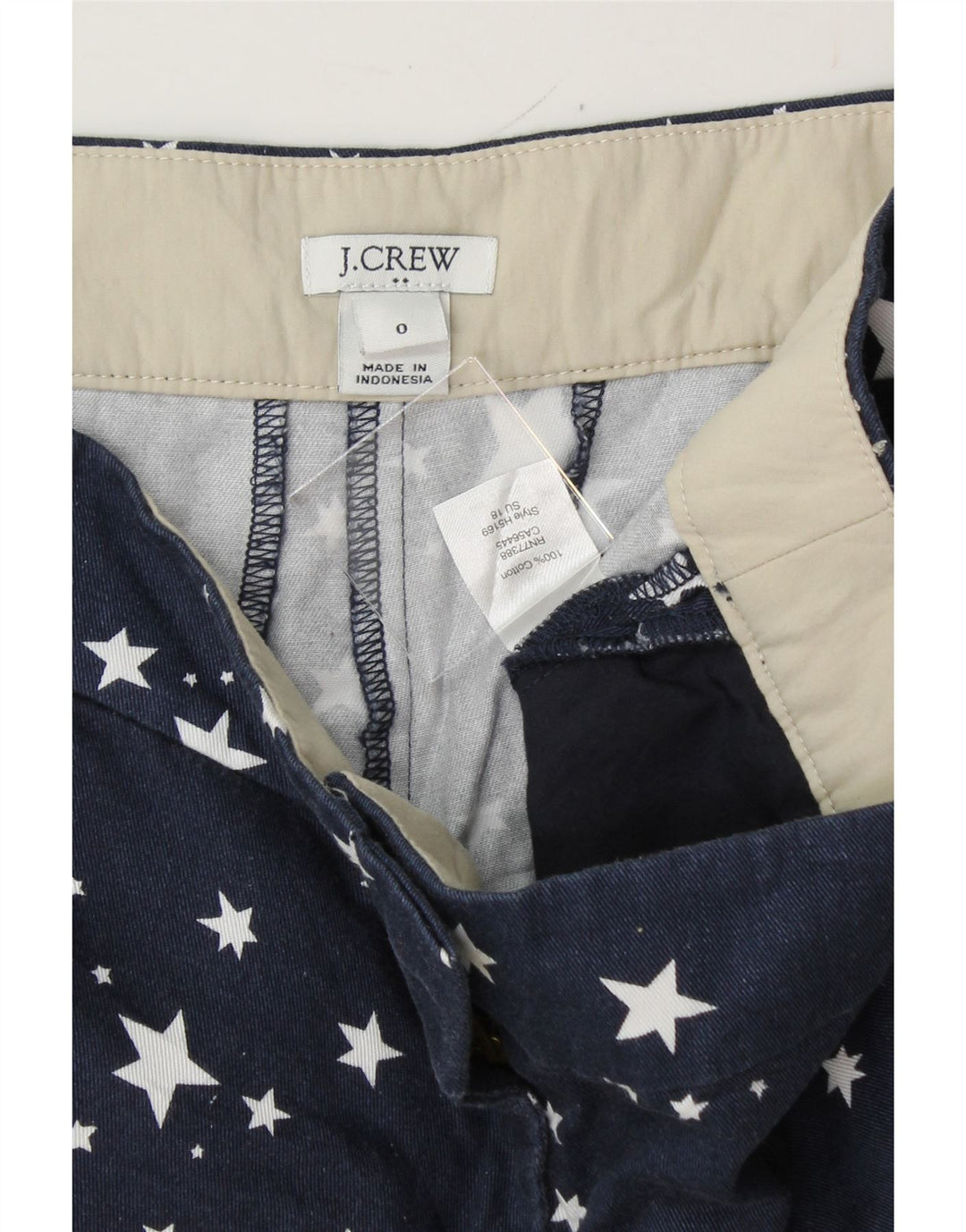 J. CREW Womens Abstract Pattern Chino Shorts US 0 XS W28  Navy Blue Cotton Vintage J. Crew and Second-Hand J. Crew from Messina Hembry 