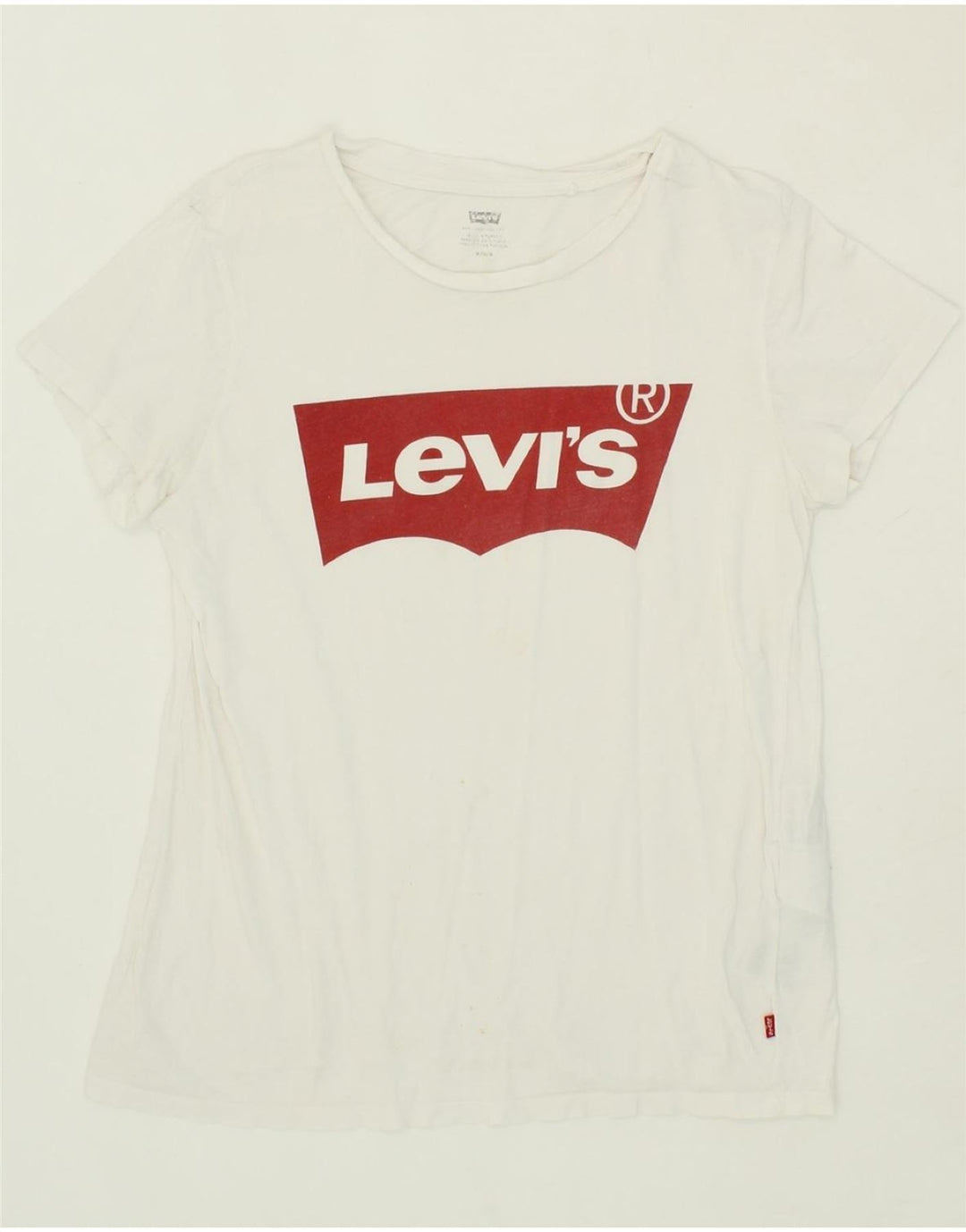 LEVI'S Womens Graphic T-Shirt Top UK 12 Medium White Cotton Vintage Levi's and Second-Hand Levi's from Messina Hembry 