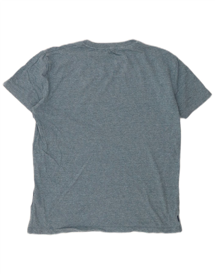 T-shirt da uomo SUPERDRY Top in cotone screziato blu medio