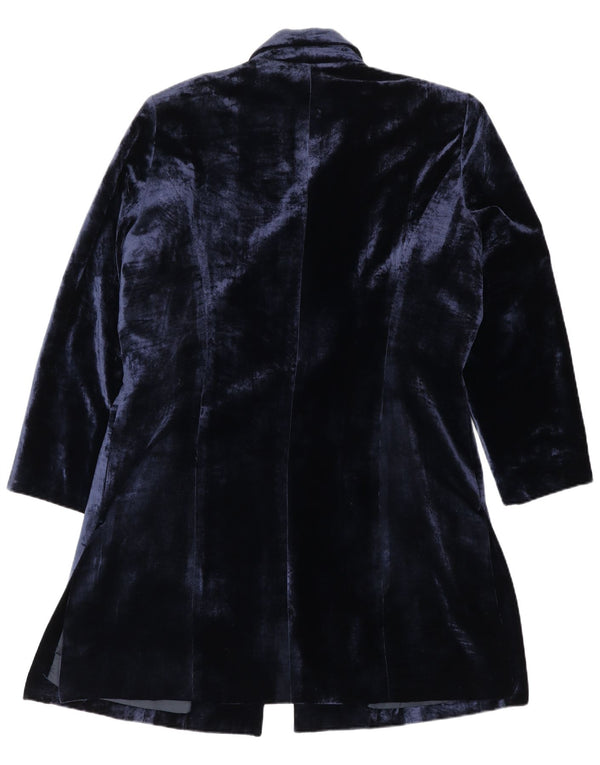 Giacca blazer in velluto lunga da donna Hardy Amies EU 46 XL acrilico blu navy