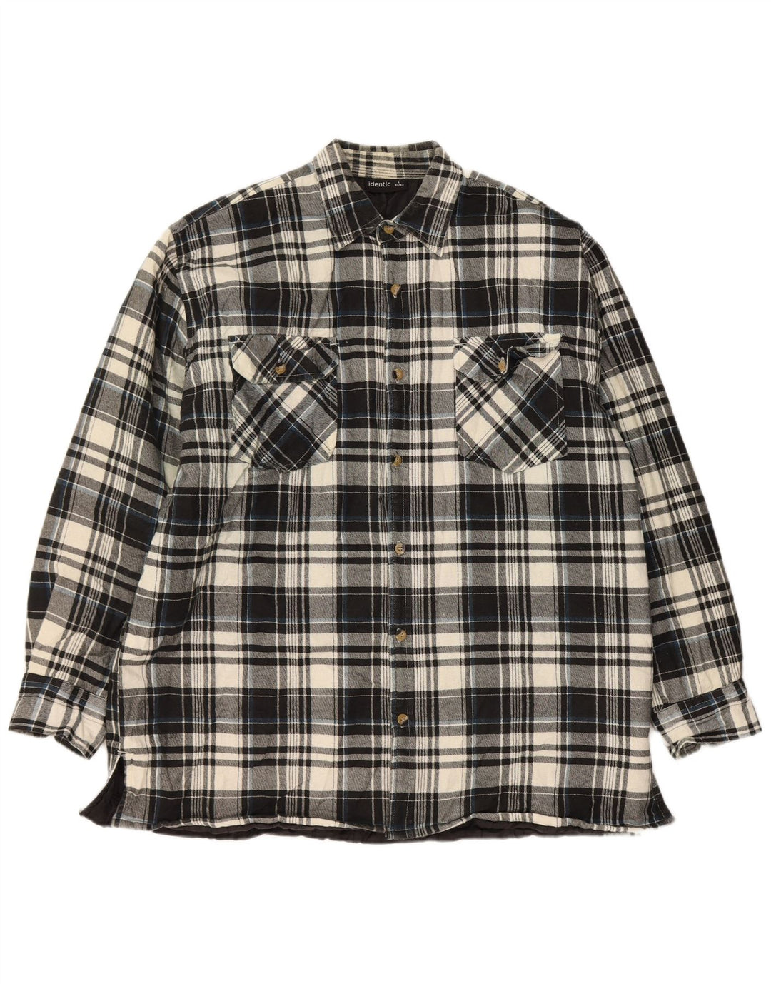 Camicia da uomo identica in flanella da boscaiolo taglia 41/42 grande cotone a quadri neri