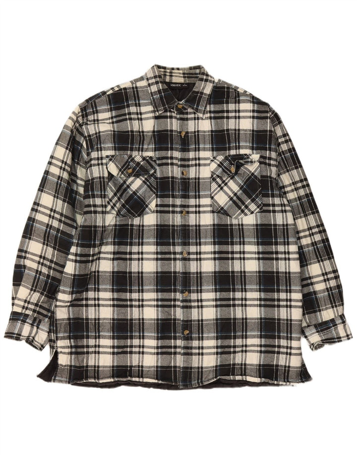 Camicia da uomo identica in flanella da boscaiolo taglia 41/42 grande cotone a quadri neri