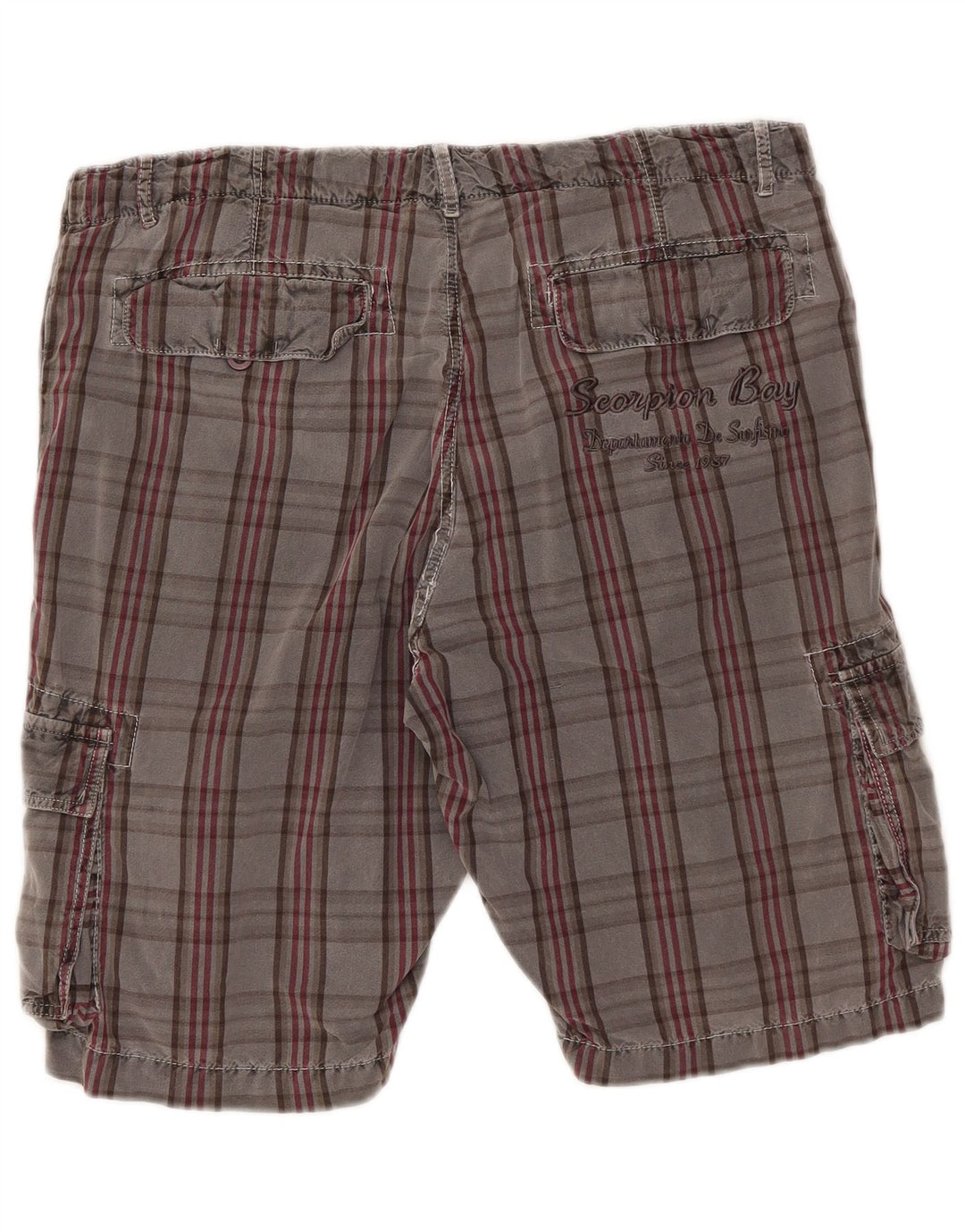 Pantaloncini cargo da uomo Scorpion Bay W36 cotone a quadri grigi grandi