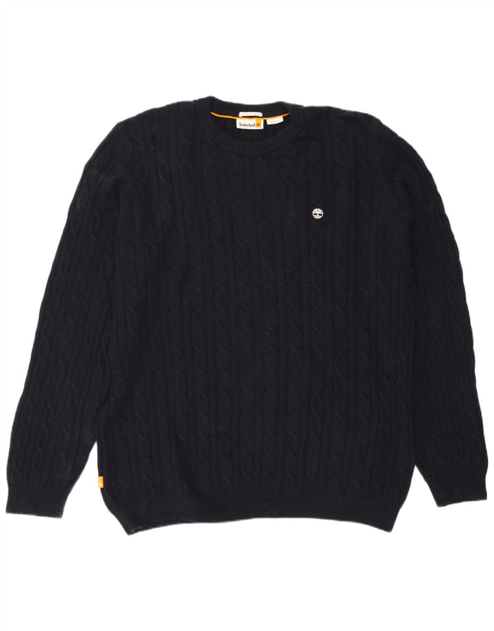 Maglione maglione girocollo da uomo Timberland 2XL Blu navy in lana d'agnello