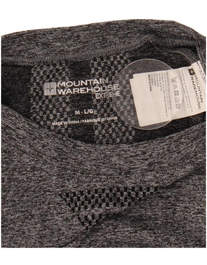 Mountain Warehouse Top da uomo a maniche lunghe in poliammide geometrica grigio medio