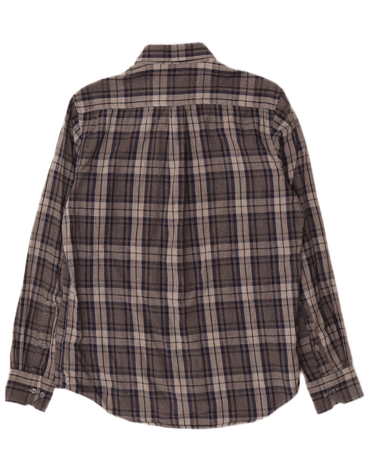 DACK'S Camicia da uomo in flanella dalla vestibilità regolare, piccolo cotone a quadri grigi