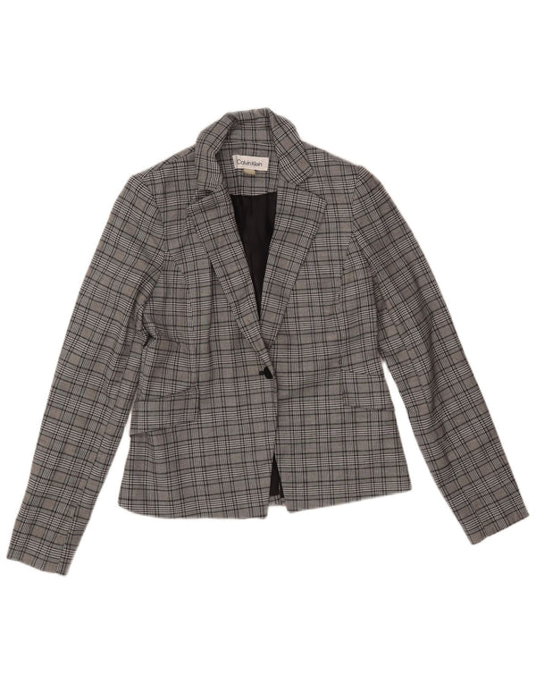 CALVIN KLEIN Giacca blazer da donna a 1 bottone US 2 XS Poliestere a quadri grigio