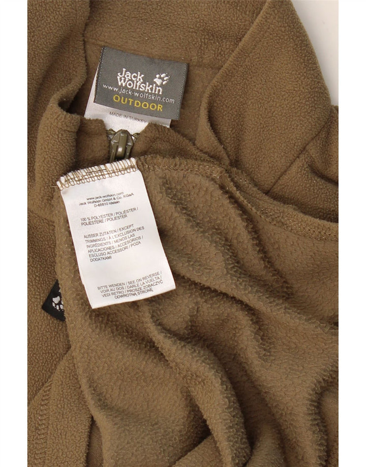 JACK WOLFSKIN Maglione in pile da uomo con collo e zip UK 40/42 Grande poliestere kaki