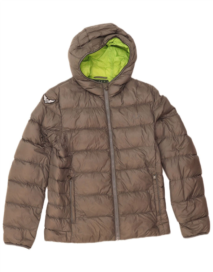 Giacca imbottita con cappuccio da uomo Fred Perry UK 36 piccola grigia