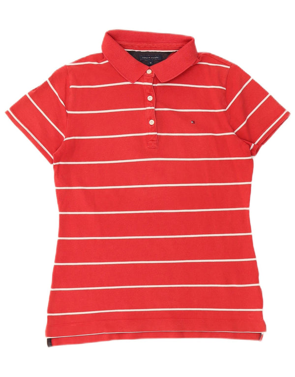 TOMMY HILFIGER Polo da donna UK 12 Cotone a righe rosse medie