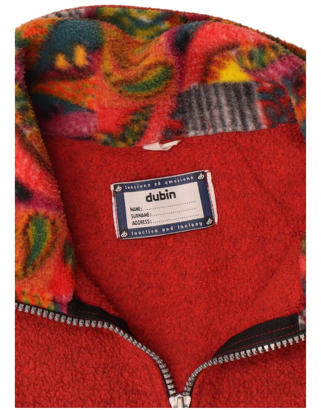 Maglione in pile da uomo con zip e collo Dubin, grande rosso geometrico