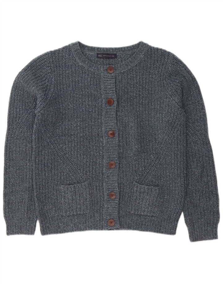 Maglione cardigan da donna Marks & Spencer UK 10 Piccolo acrilico chiazzato grigio