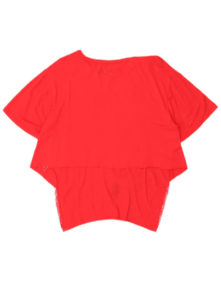 DESIGUAL Camicetta asimmetrica da donna Top UK 14 Grande rosso floreale