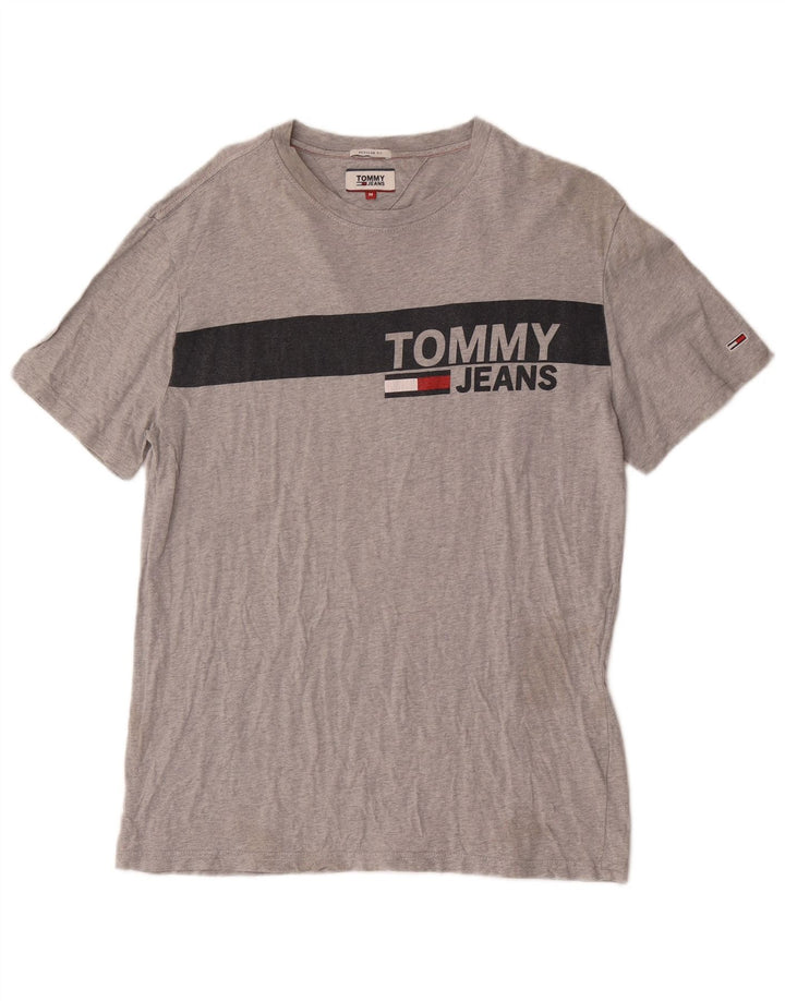 T-shirt grafica da uomo con vestibilità regolare Tommy Hilfiger Top in cotone grigio medio