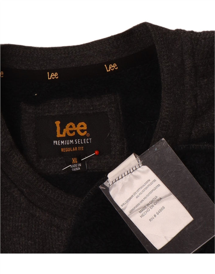 Felpa Lee da uomo con vestibilità regolare, maglione XL, cotone chiazzato grigio