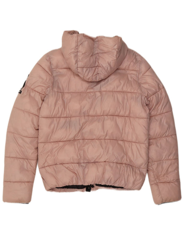 Giacca imbottita con cappuccio da donna Superdry UK 12 nylon rosa medio