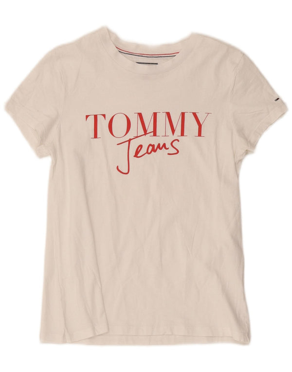 T-shirt grafica da donna Tommy Hilfiger Top UK 6 XS bianca