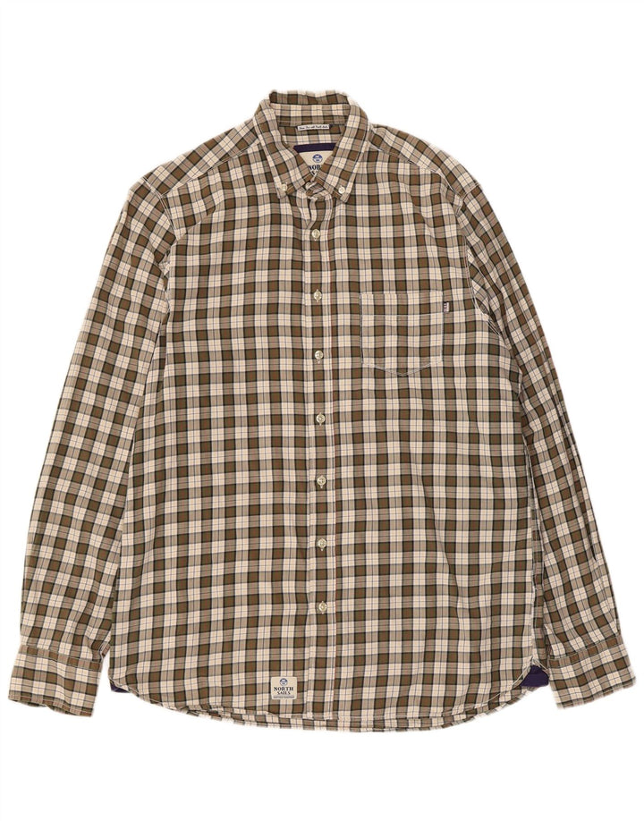 Camicia da uomo North Sails XL in cotone scozzese kaki