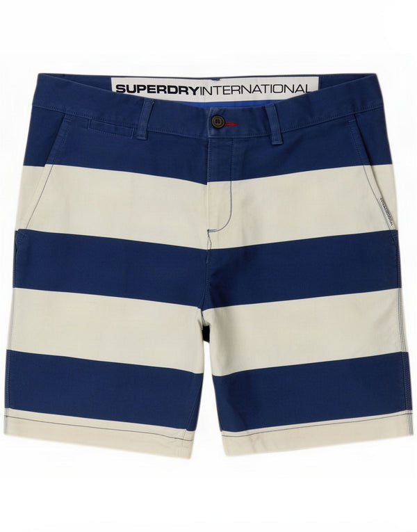 Pantaloncini chino da uomo Superdry XL W38 in cotone a righe blu