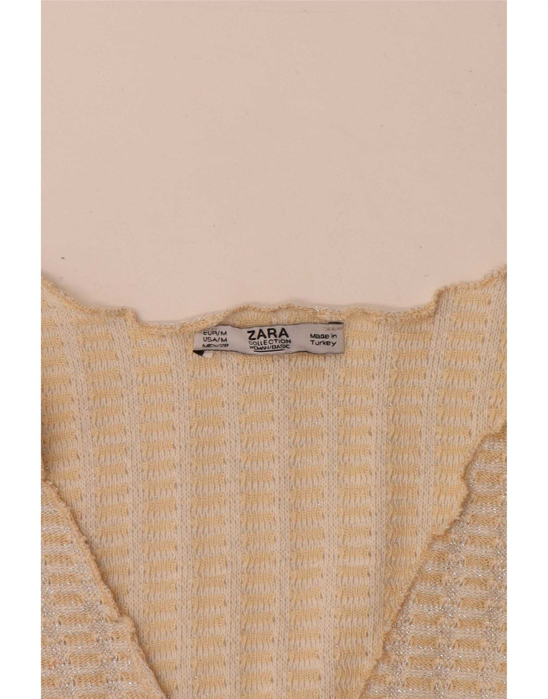 Top corto in maglia lavorato a maglia Zara da donna UK 14 Beige medio screziato