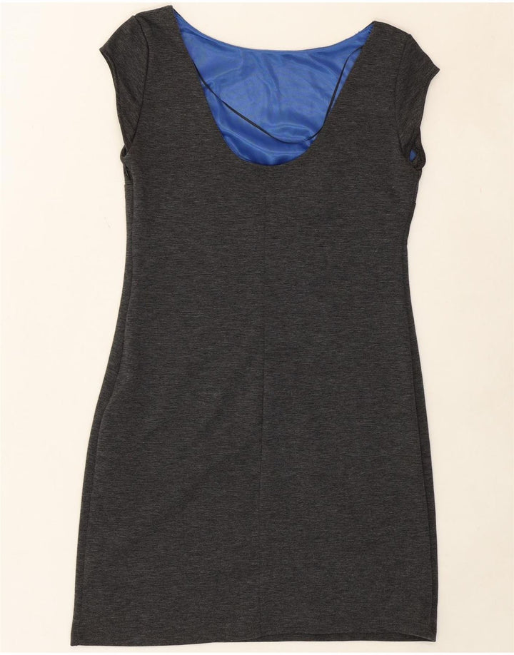 DESIGUAL Womens Graphic Sheath Dress UK 14 Large Grey Polyester Vintage Desigual and Second-Hand Desigual from Messina Hembry 