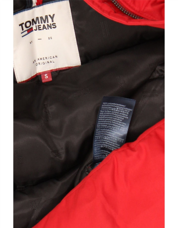 Giacca imbottita con cappuccio da donna Tommy Hilfiger UK 10 Small Poliestere rosso