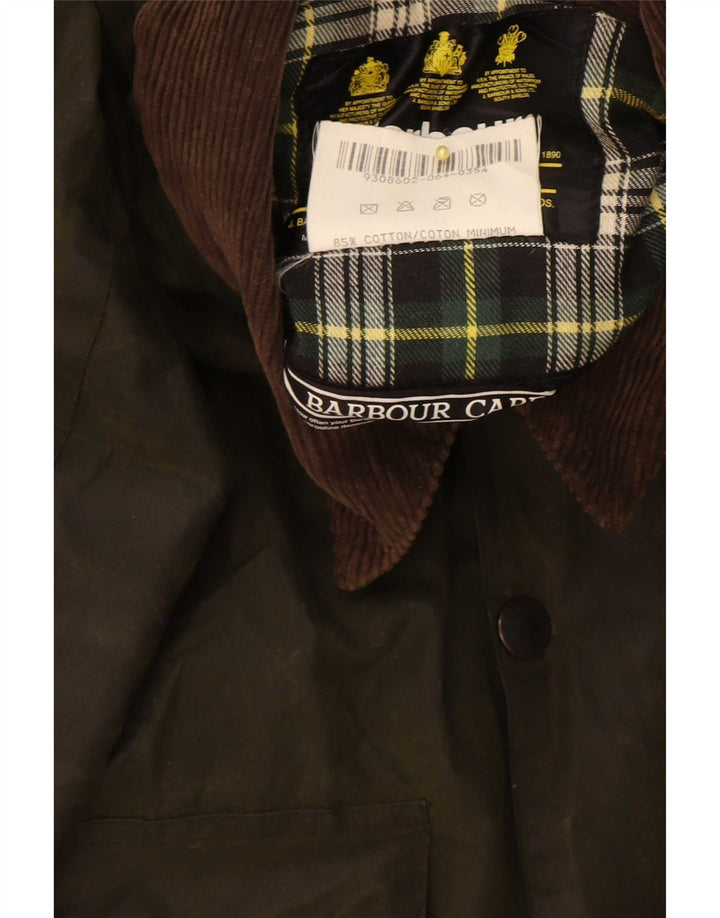 Barbour Giacca da uomo in cotone cerato con bordo UK 40 Medium Khaki Colourblock