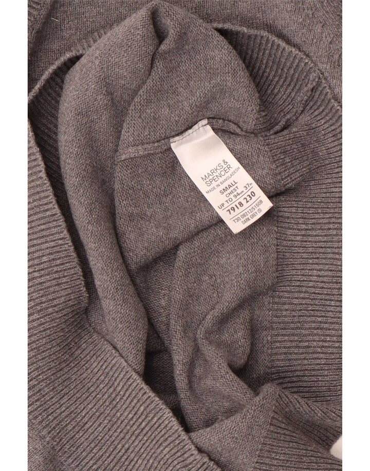 Maglione da uomo con scollo a V Marks & Spencer piccolo in cotone grigio