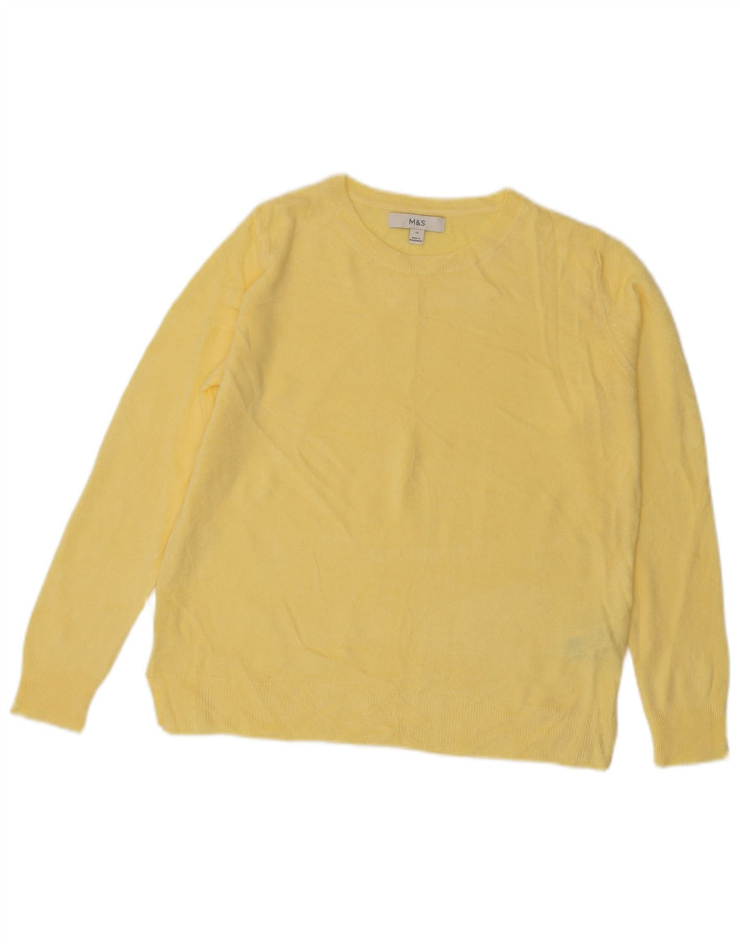MARKS & SPENCER Maglione girocollo da donna UK 12 Giallo medio