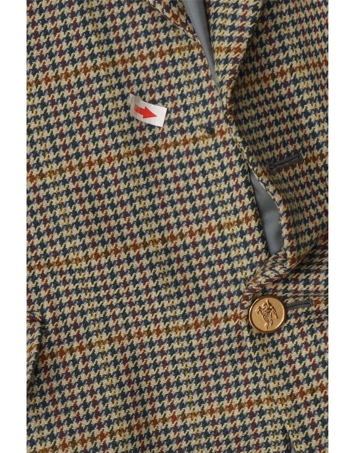 Burberrys Giacca blazer da uomo a 1 bottone IT 50 Large blu pied de poule in lana