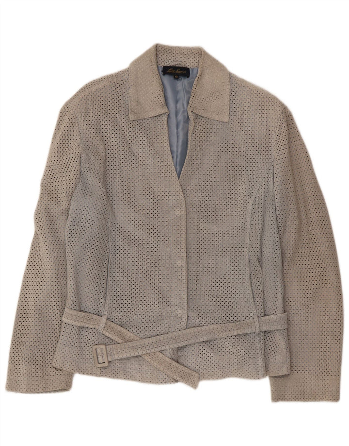 Giacca Blazer da Donna in Pelle Scamosciata Luisa Spagnoli IT 48 XL Pelle Grigia