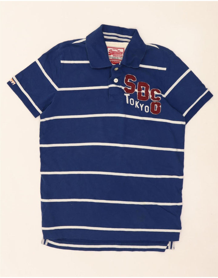 Polo grafica da uomo SUPERDRY in cotone a righe blu medio