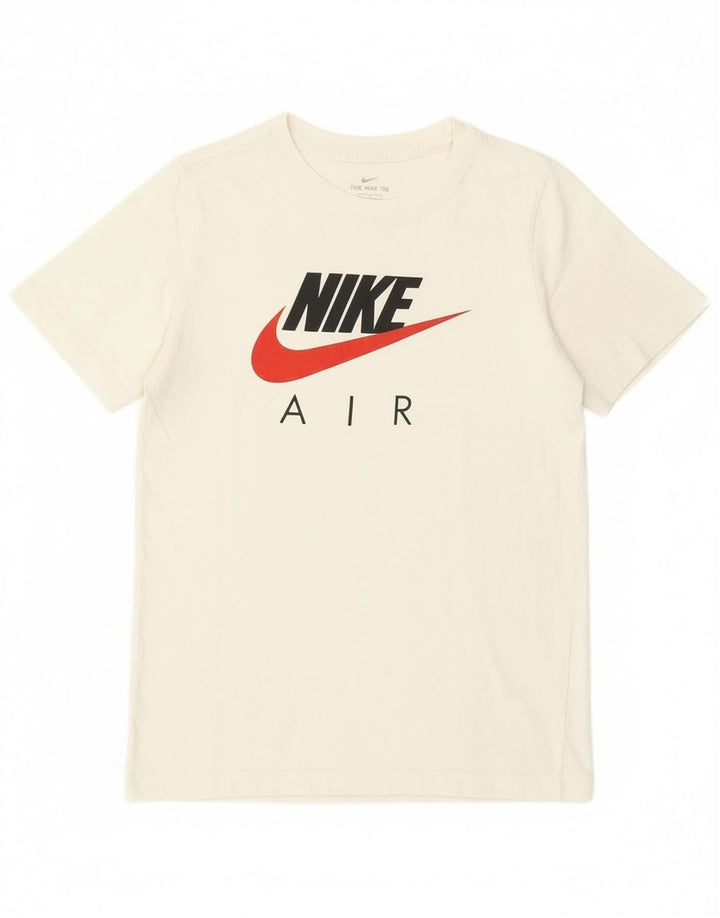 T-shirt grafica da ragazzo Nike Top 12-13 anni Large in cotone bianco sporco